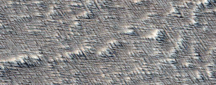 Crater with Wind Streak in Daedalia Planum