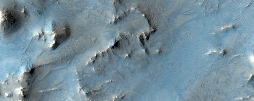 Possible Gullies in a Crater on the Rim of Baldet Crater