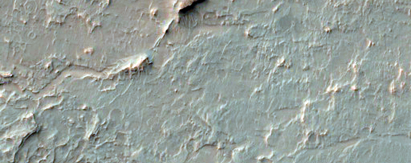 Fan and Bedrock Exposures on Crater Floor