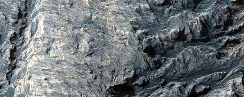Light-Toned Bedrock with Erosional Channels in Eos Chasma