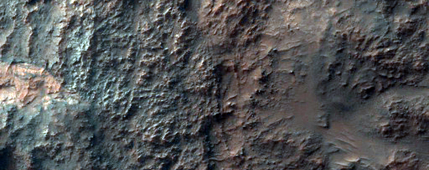 Crater with Central Uplift Northwest of Argyre Planitia