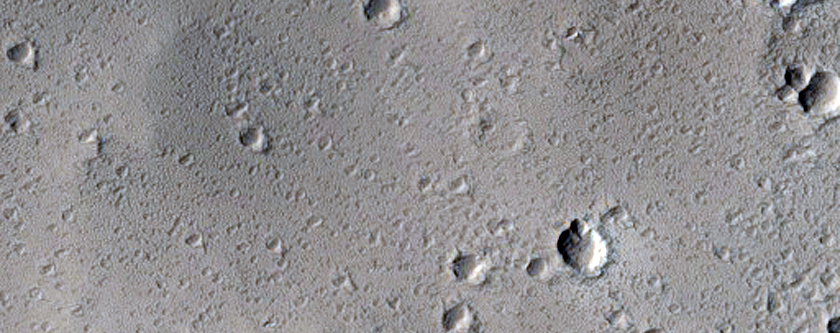 Crater with Light and Dark Ejecta South of Uranius Patera