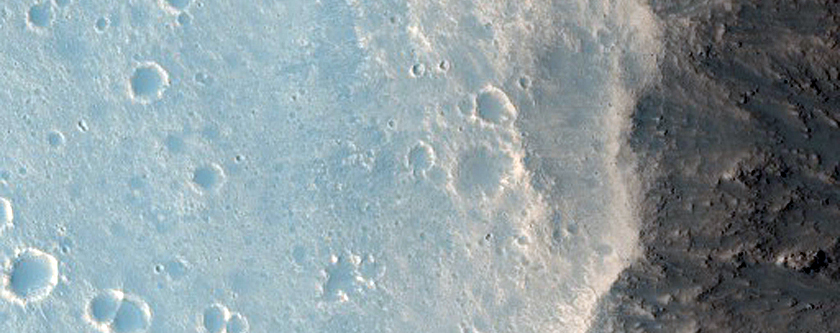 Worcester Crater Rim and Head of Streamlined Mesa