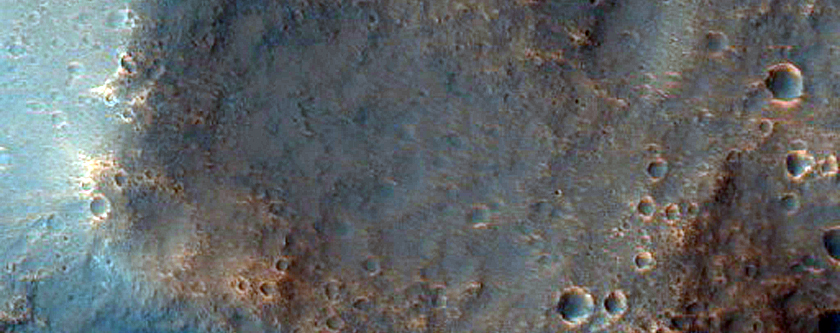 Layered Walls of Impact Crater in Mawrth Vallis Outcrops