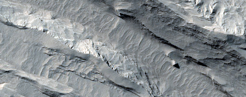 Yardang-Forming Material in Crater in Themis V14074003