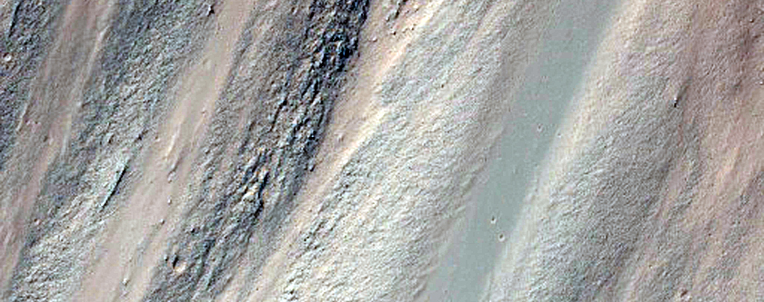 Possible Clays in Wall of Crater near Ganges Chasma