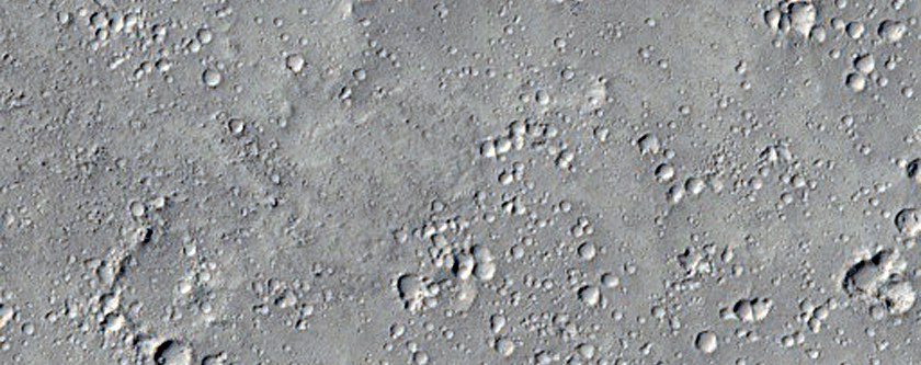 Ray of Secondary Craters over Young Lava Margin in Western Cerberus Palus