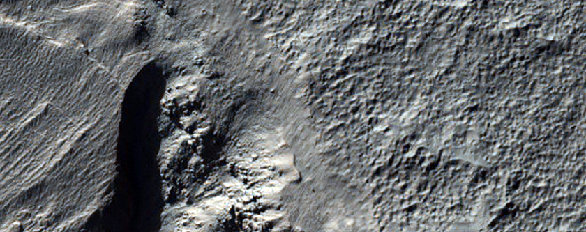 Profile View of Mantling Material in Gullied Crater