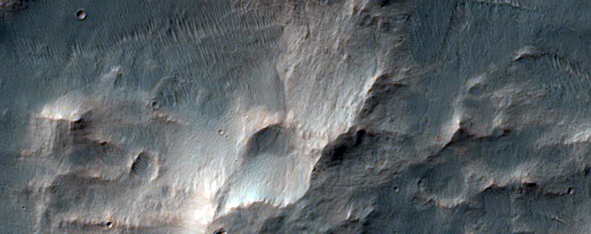 Possible Lake Deposits on Crater Floor Southwest of Holden Crater
