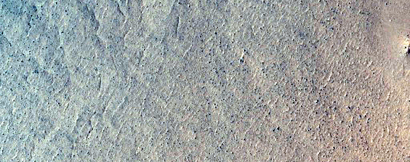 Crater in Northern Plains with Possible Olivine Signature