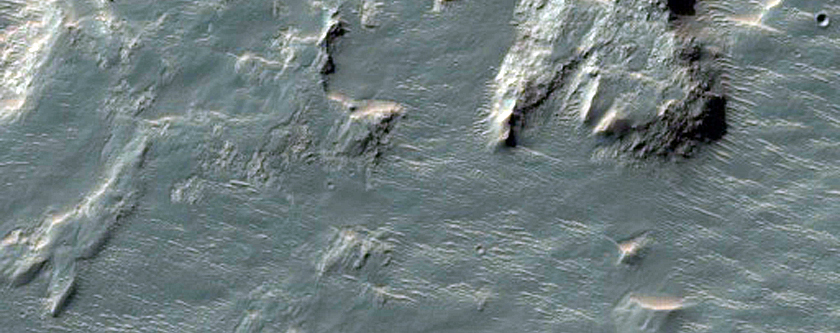 Landforms in Crater South of Holden Crater