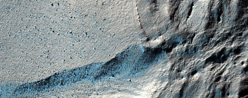 Gullies Exposing Interior of Lobe with Surface Ridges