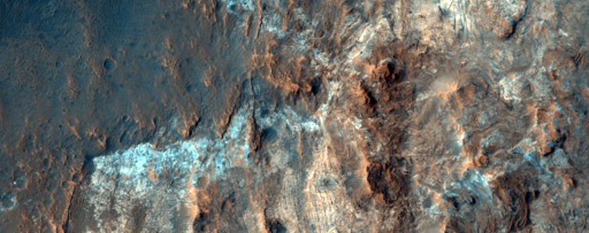 Strata Exposed in Crater Wall near West End of Mawrth Vallis