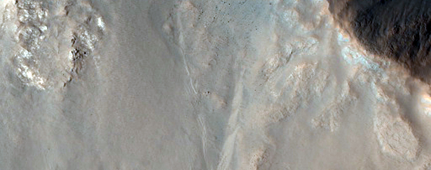 Central Peak of a Rampart Crater with Gullies