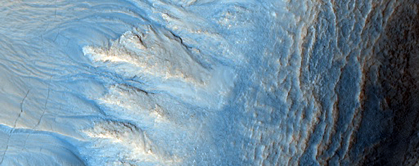 Northern Hemisphere Gullies on West-Facing Crater Slope
