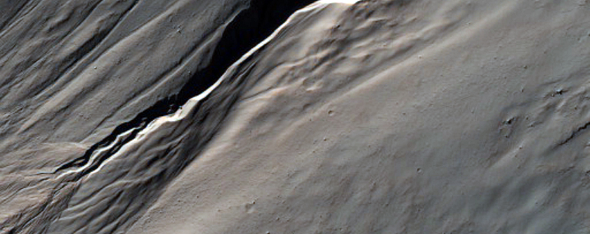 Gullies in a Crater in Ariadnes Colles