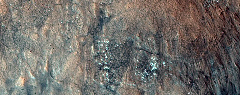 Polar Crater with Summer Ice and Central Uplift