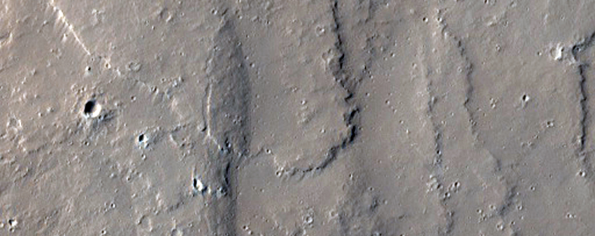 Coladas de lava en la base de Olympus Mons