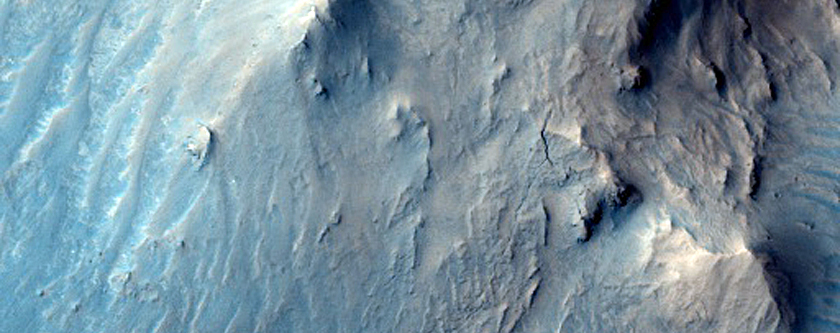 Crater near Mawrth Vallis with Rocky Central Peak