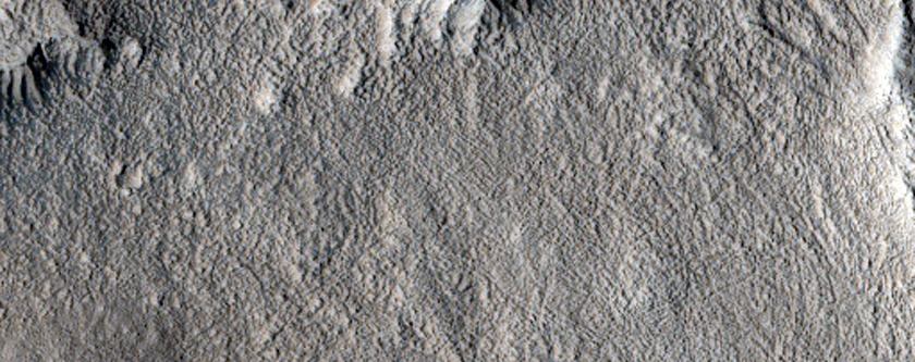 Margin of Floor Material within North Mid-Latitude Crater