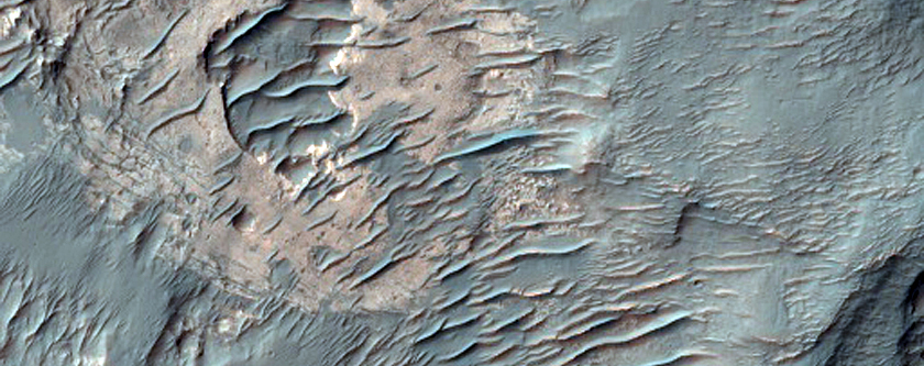 Light-Toned Rock Outcrops in Depression Northeast of Buta Crater