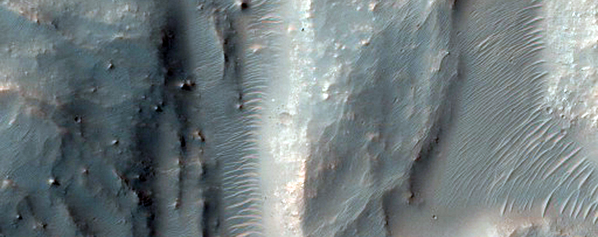 Landslide Scarps in Large Crater