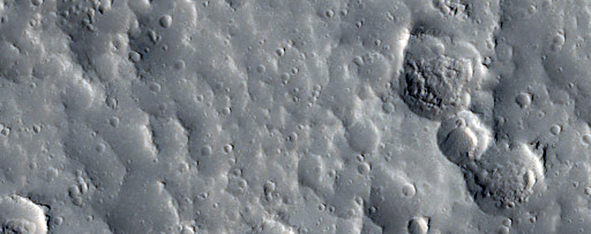 Lobate Flows and Valleys on Northwest Flank of Alba Patera