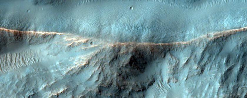 Crater and Landslides in CTX Image 