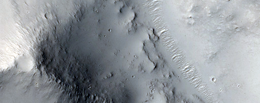 Eastern Wall Region of Crater West of Ma Adim Vallis