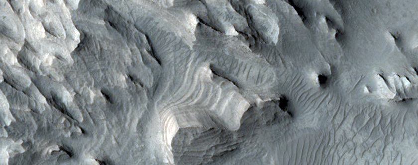 Contact between Wall Rock and Light-Toned Layering in West Candor Chasma