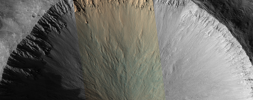 Un cratre en form de cuvette sur Mars