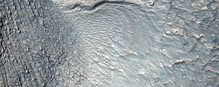 Gullies and Flow Features along Crater Wall in Eastern Hellas Region