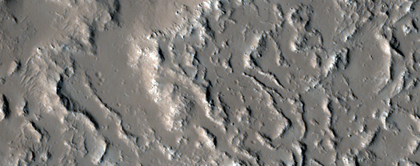 Northern Boundary between Olympus Mons Lava Flows and Tharsis Flood Lavas