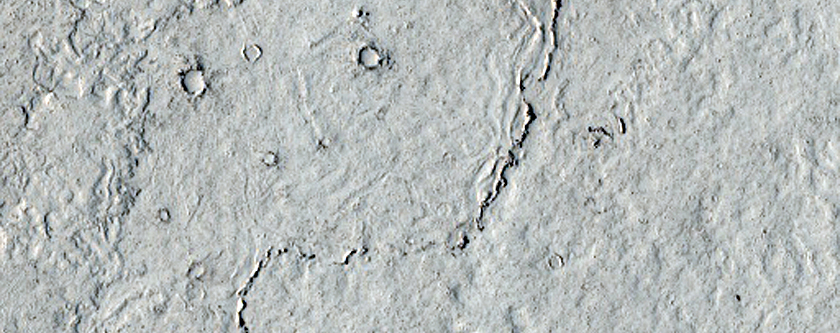 Contact between Lava Flow and Wrinkle Ridge in Elysium Planitia