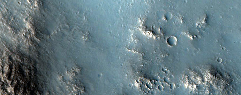 Crater with Central Uplift North of Mawrth Vallis