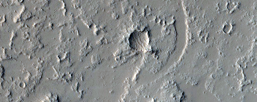 Flows near Shallowed Crater Seen in MOC Image Ab1-04006