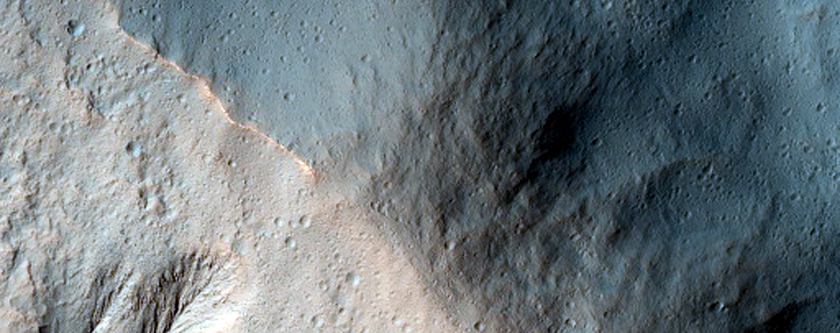 West Rim of Gullied Crater in Terra Cimmeria