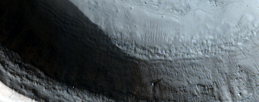 Chutes on Crater Wall in Phlegra Dorsa Region