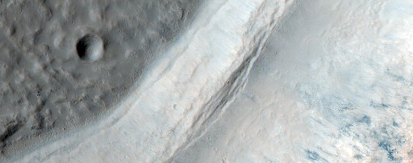 Small Crater with Gullies and a Bright Fan