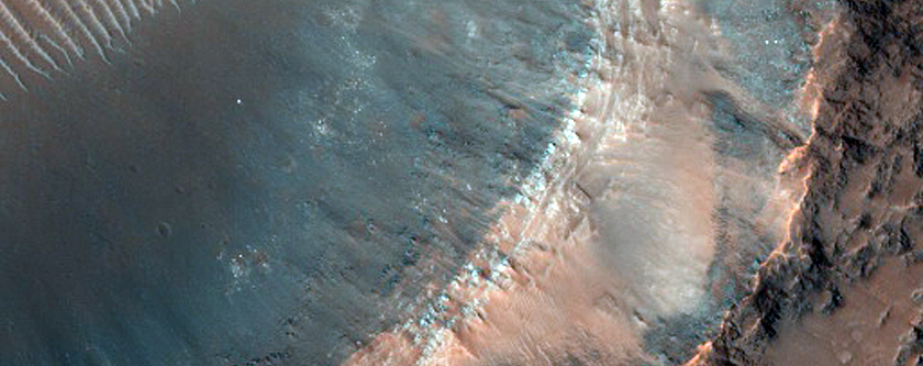Impact into Possible Olivine-Rich Ridged Plains on Floor of Huygens Crater