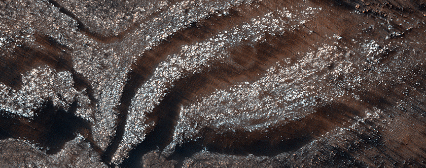Bande chiare e scure all’ interno del cratere Darwin