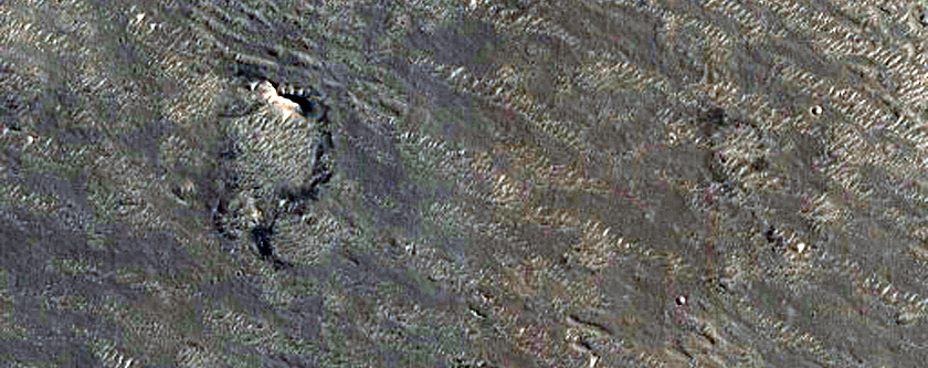 Dark Area on Crater Floor in Arabia Terra
