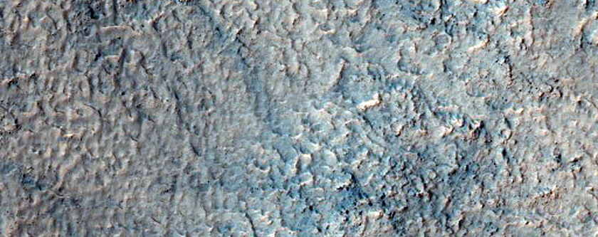 Lobate Form at Valley Terminus in Crater Seen in THEMIS Image V18691005