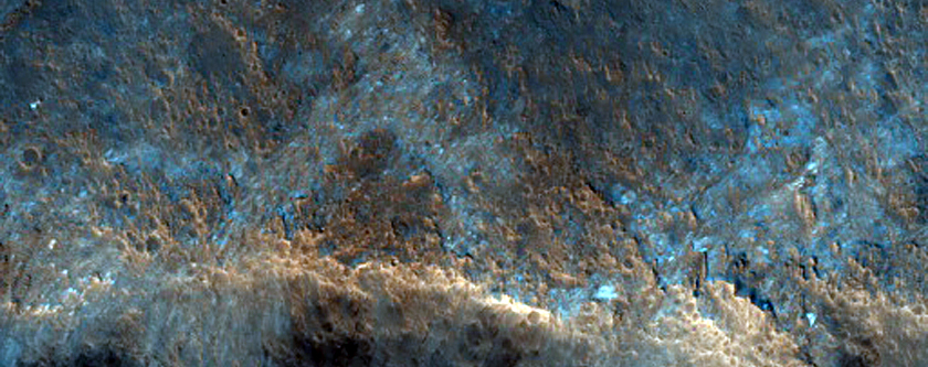Possible Phyllosilicates on Rim of Tyrrhena Terra Crater