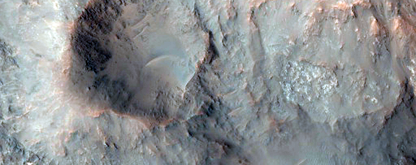Central Pit of 45-Kilometer Diameter Crater in Tyrrhena Terra