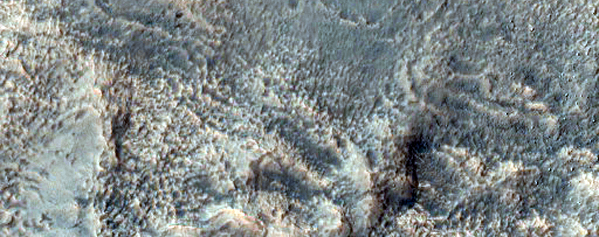 Gullies on Bumpy Crater Wall as Seen in MOC Image S0401461