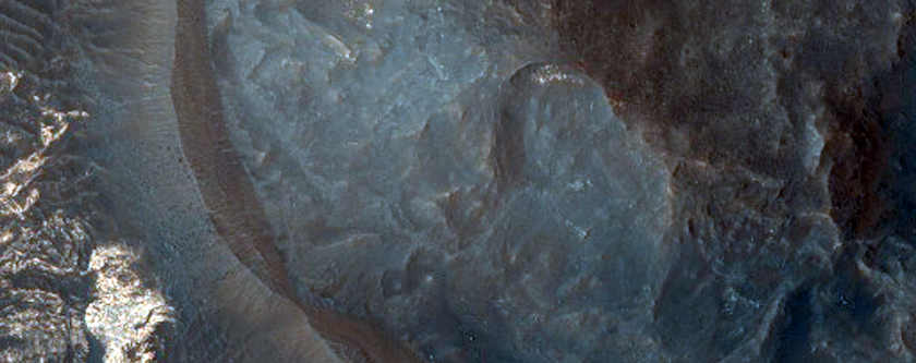 Light-Toned Blocks in or on Melas Chasma Landslide Deposit