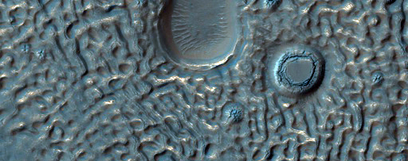 Crater Floor with Depressions Containing Mesas