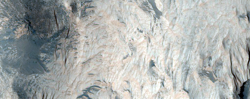 Contact between Wallrock and Light-Toned Deposits in Hebes Chasma