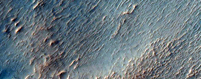 Ridge Feature between Two Craters in Noachis Terra